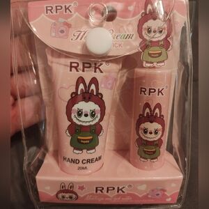 Pink Hand Cream and Lip Stick Set Labubu